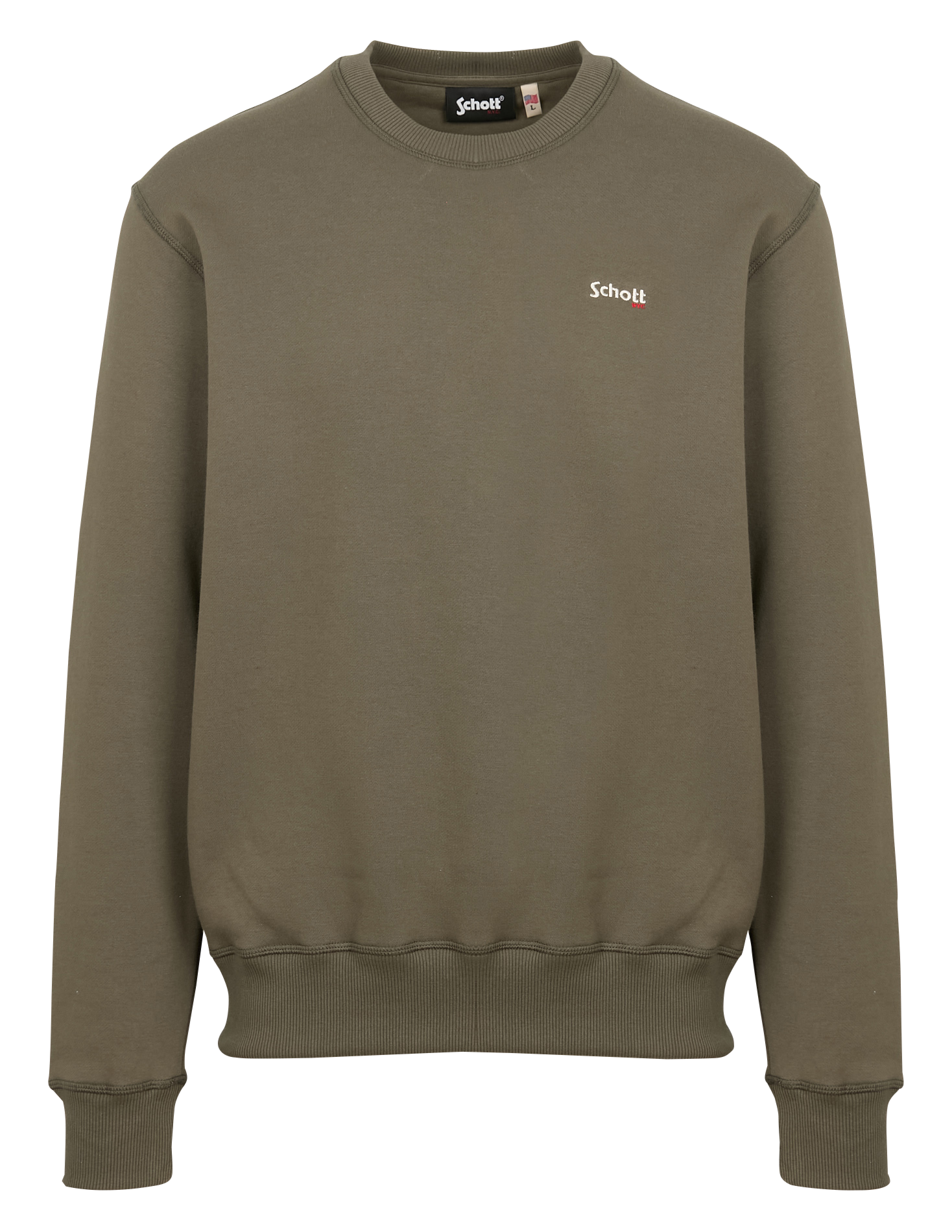 Sweat droit col rond en coton mélangé | Kaki