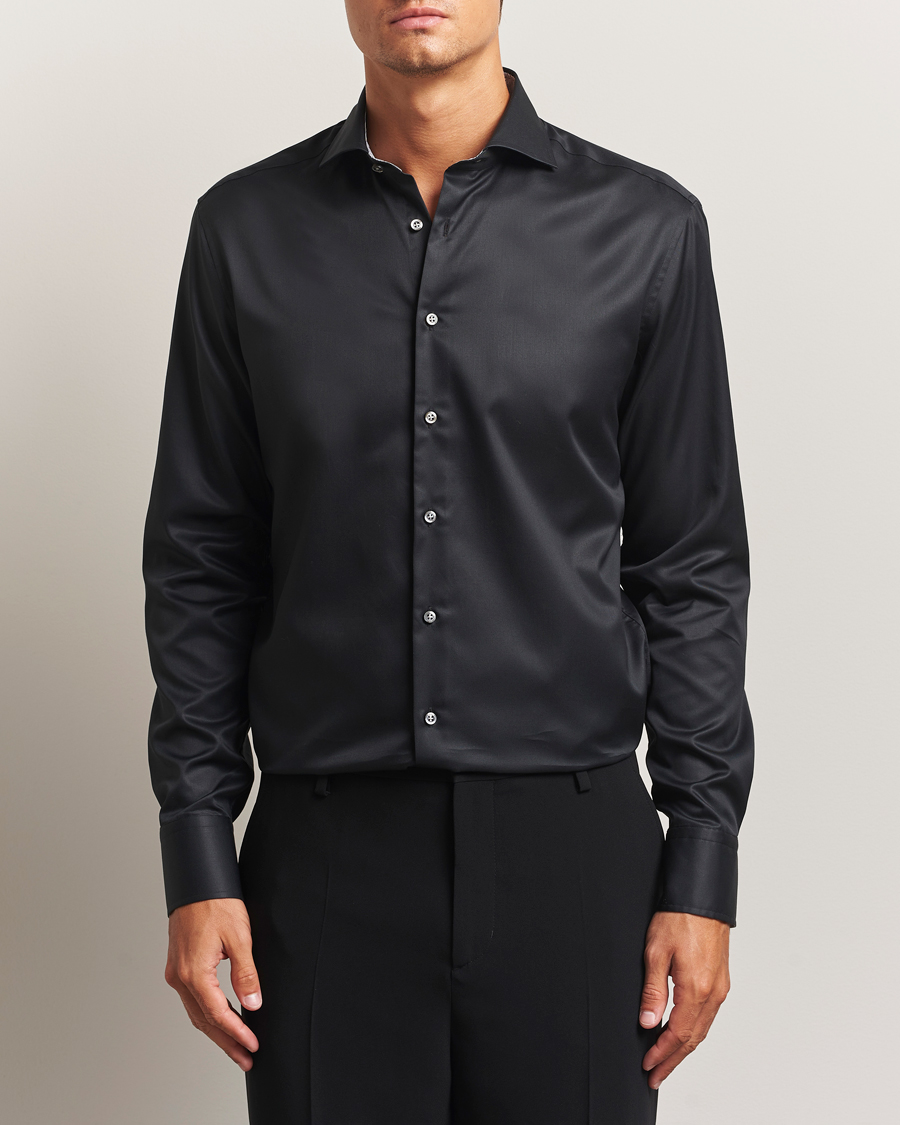 Stenströms Regular Fit Contrast Shirt Black