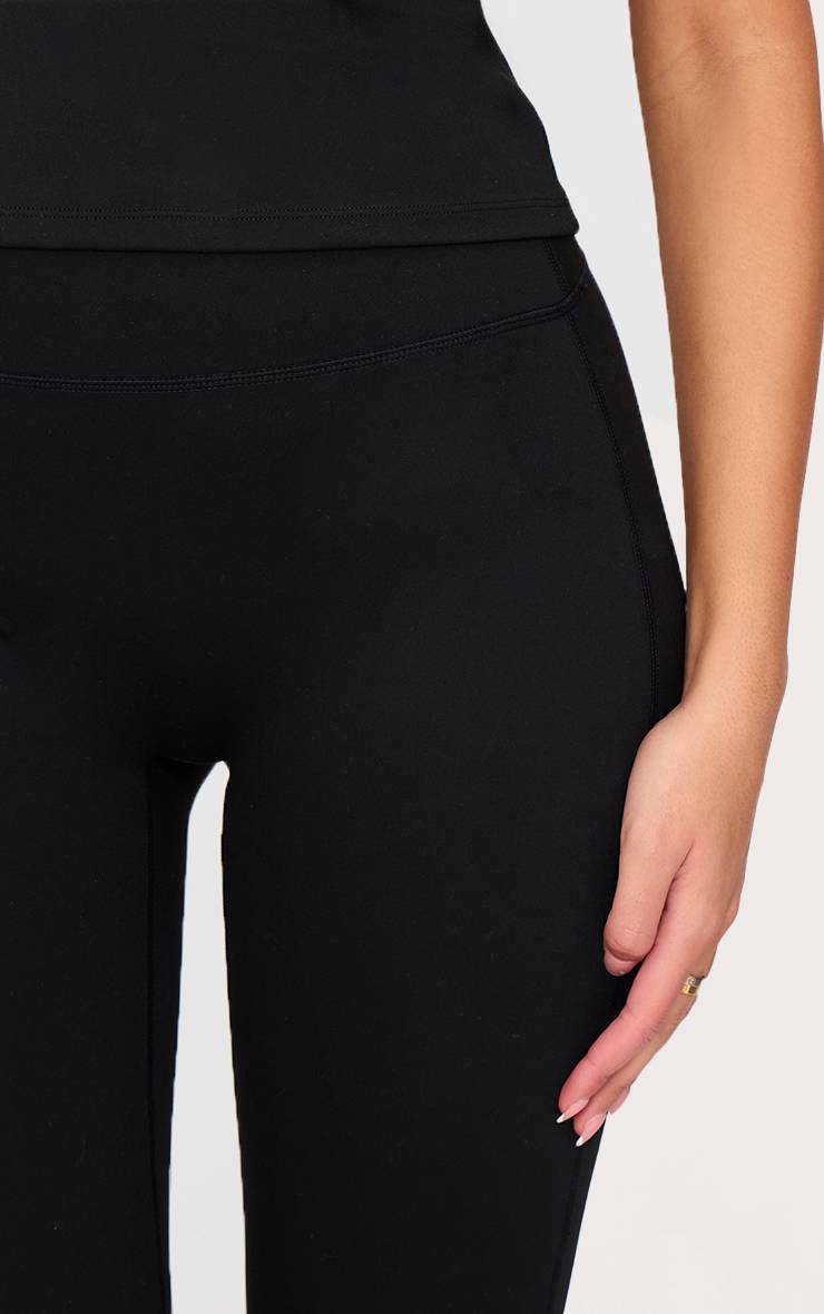 Noir Pantalon De Yoga Évasé Taille Haute Sculptant Pour Grandes Tailles