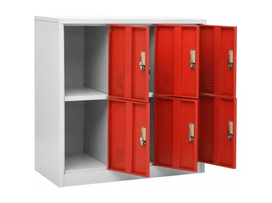 Armoire à casiers Gris clair et rouge 90x45x92,5 cm Acier