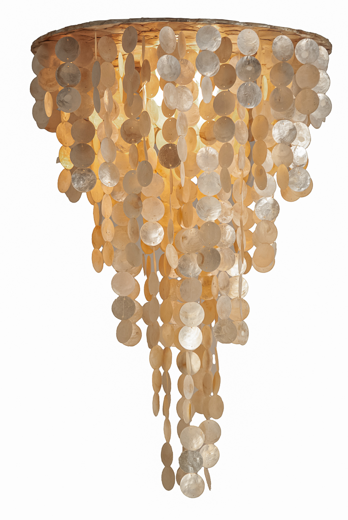 Capiz schelpen hanglamp 60x80 goud snoer fitting
