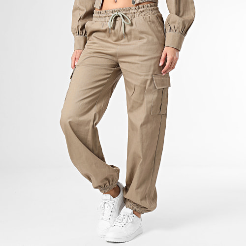 Ensemble Veste Zippée Et Pantalon Cargo Femme Taupe