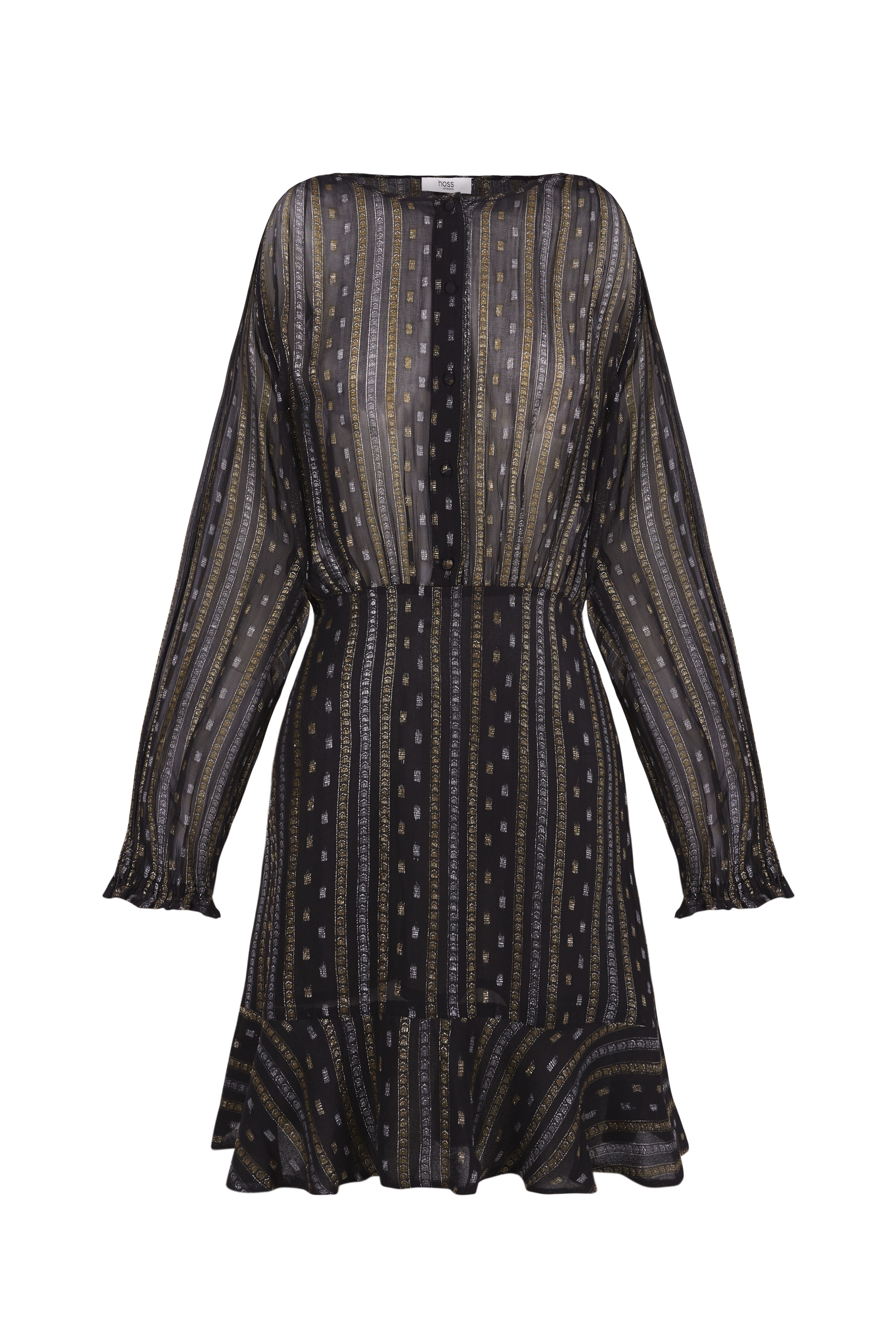 Vestido curto Alizee com lurex - Preto