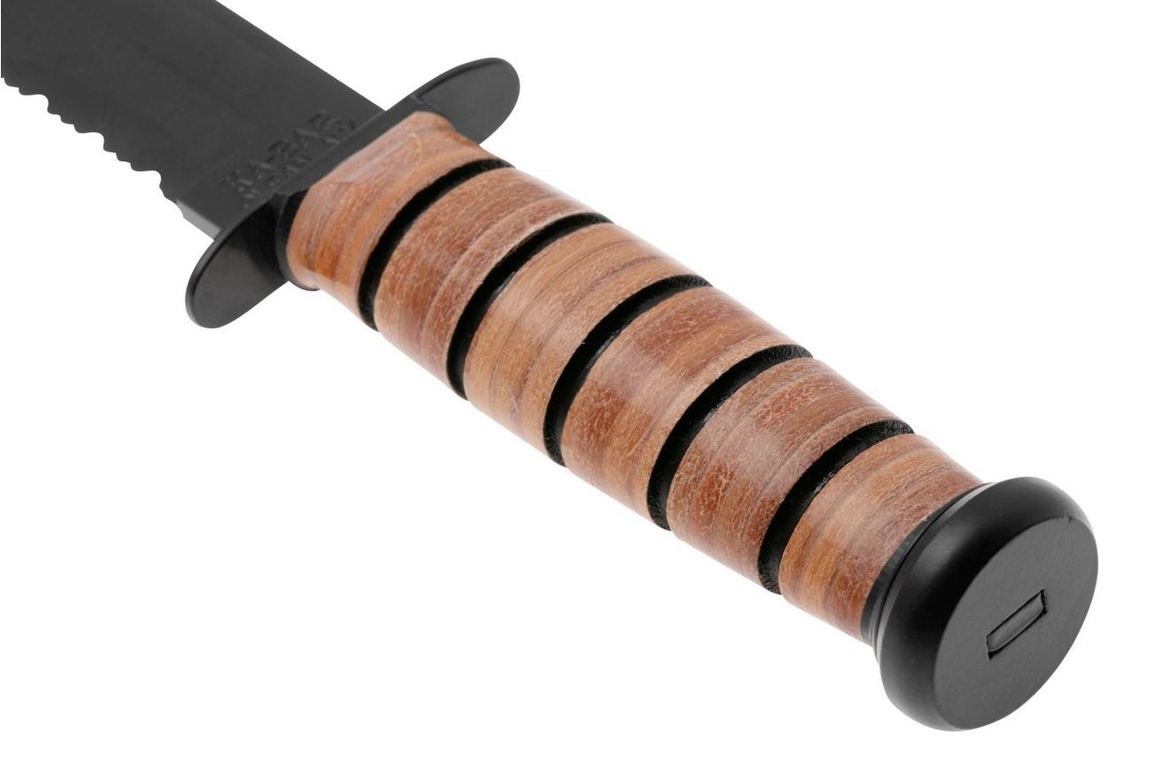 KA-BAR U.S. Army Knife 5019 deels gekarteld, FRN foedraal, survivalmes