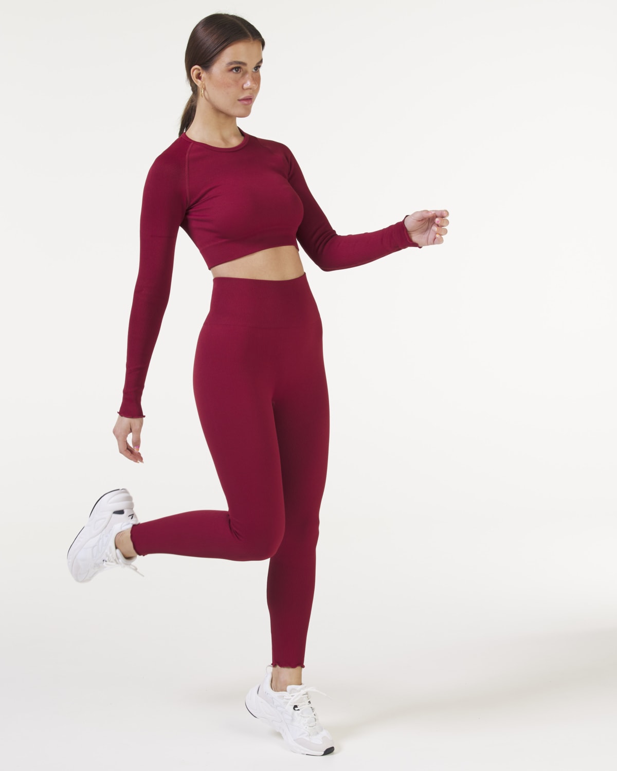 Bumpro Perfect Rib Frill Tights Wine