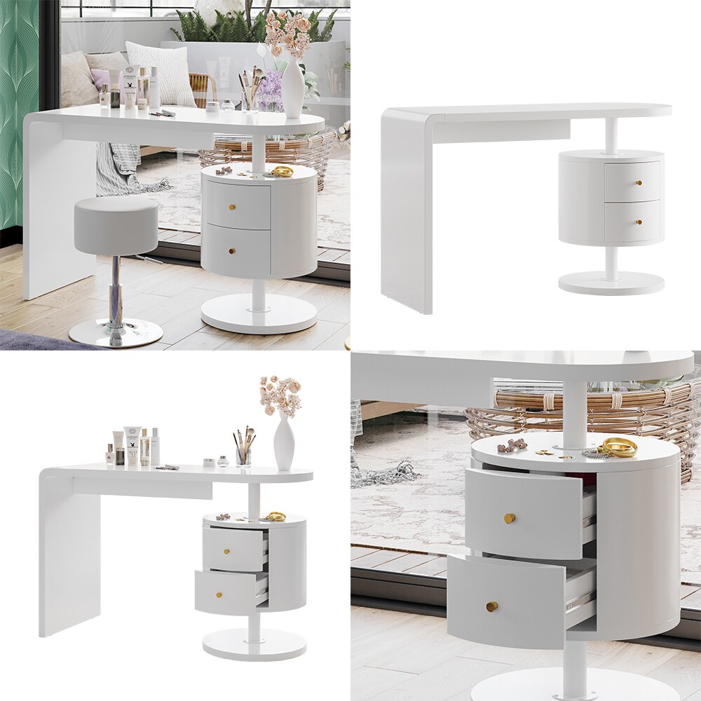 Vicco Schminktisch Lara Weiß Hochglanz 120 cm Hocker