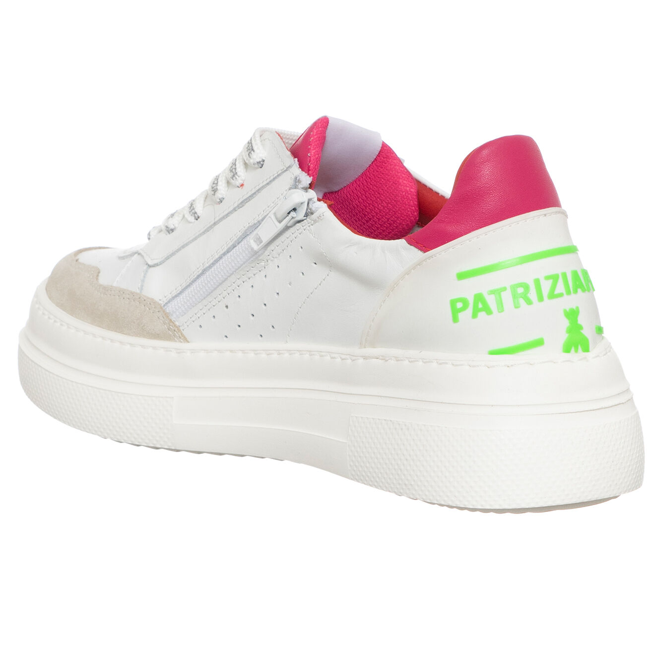 Patrizia Pepe Sneakers en Cuir Gemma blanc/fuchsia