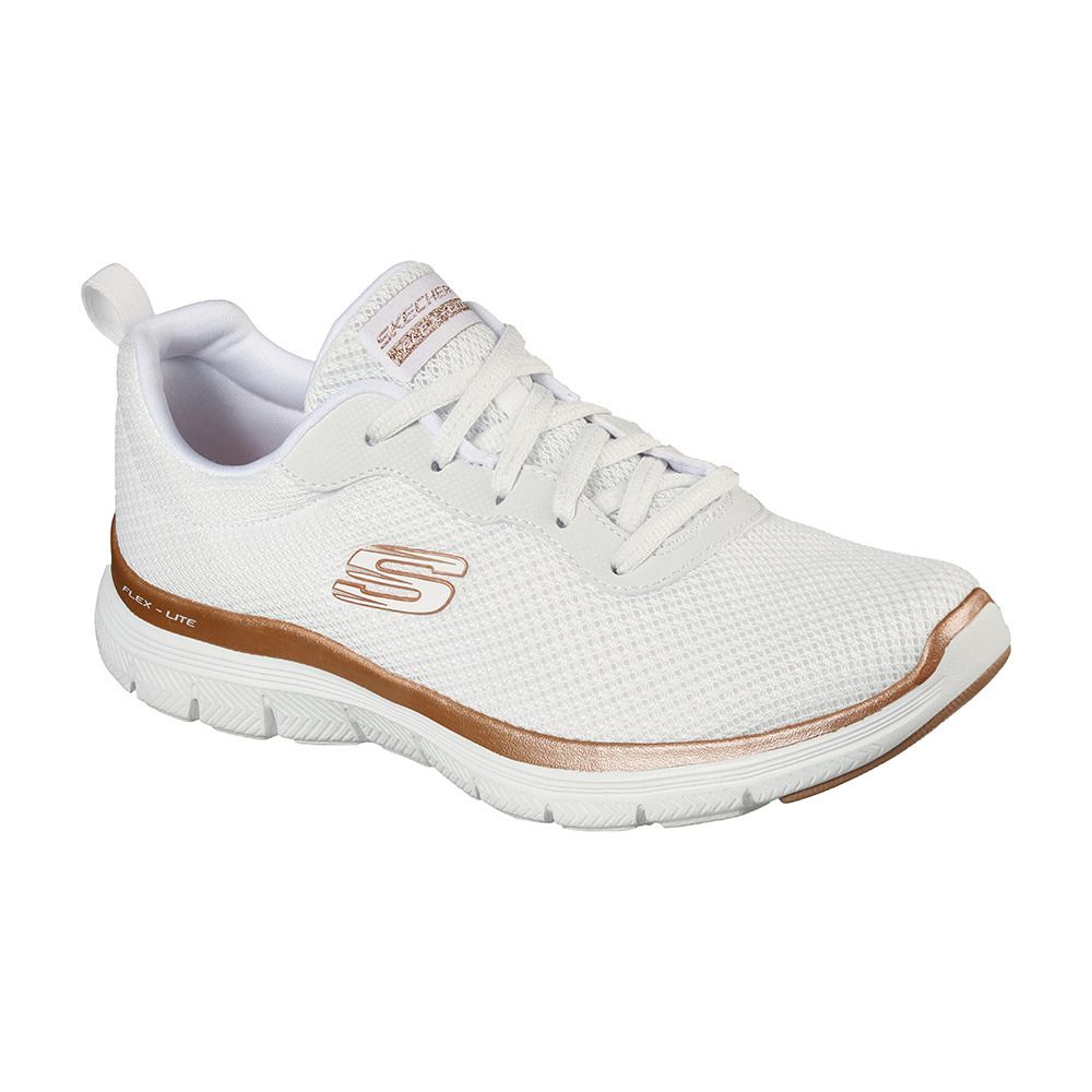 Skechers FLEX APPEAL 4.0 BRILLIANT VIEW - Chaussures fitness Femme white rose gold