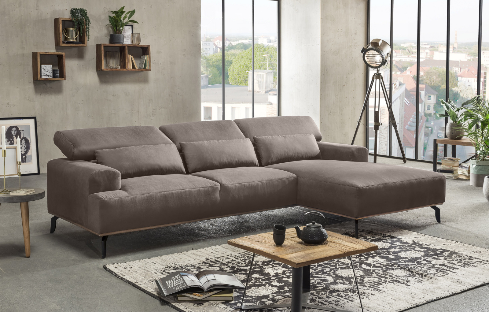 Ecksofa - savannah - Microfaser - Recamiere rechts