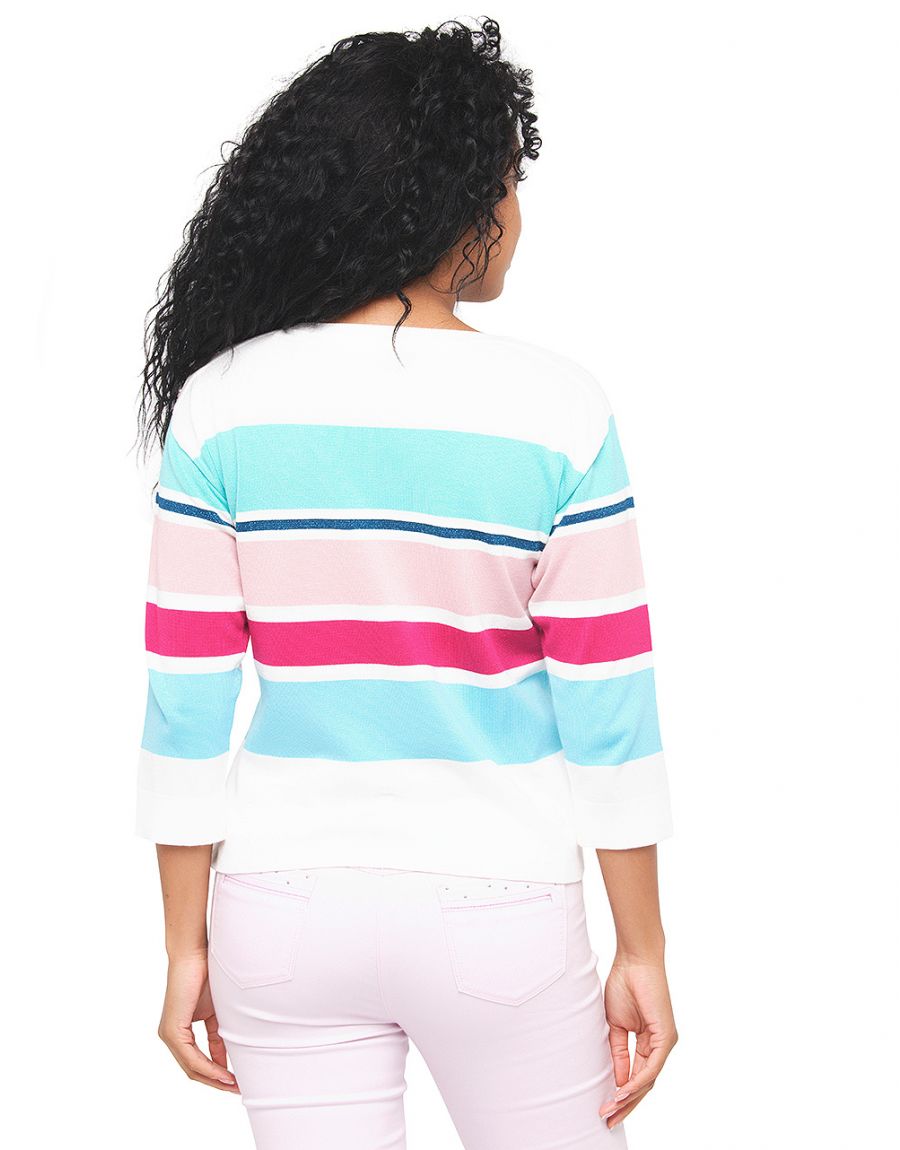 Pull marinière bleu rose