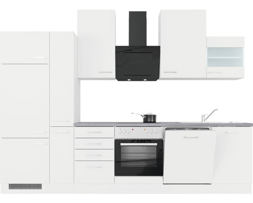 Flex Well keukenblok met apparatuur Varo 310 cm wit mat gedemonteerd omkeerbaar uitvoering 00012314