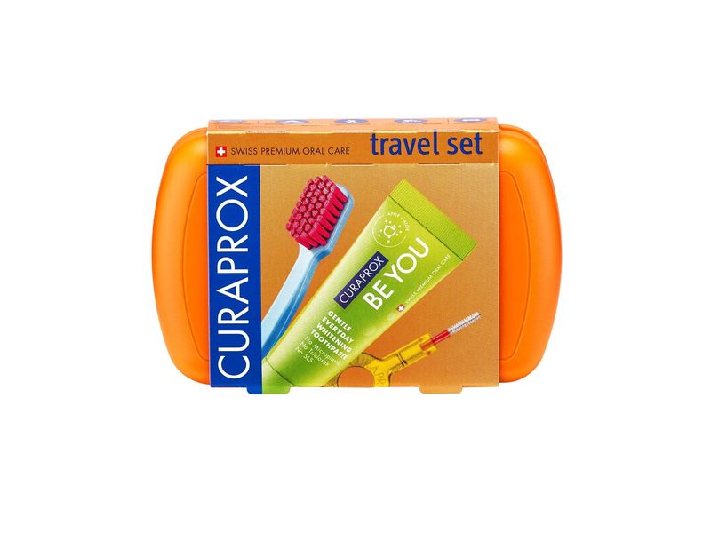 CURAPROX Travel Set orange CS 5460 Pfirsich Reise-Set für die Zahnhygiene