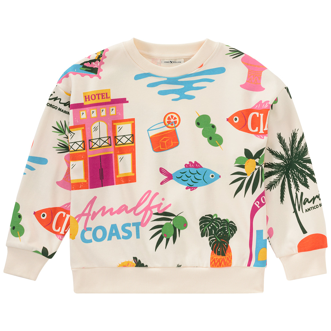 Jonas Nielsen Mädchen Sweatshirt mit Urlaubs-Motiven creme / bunt