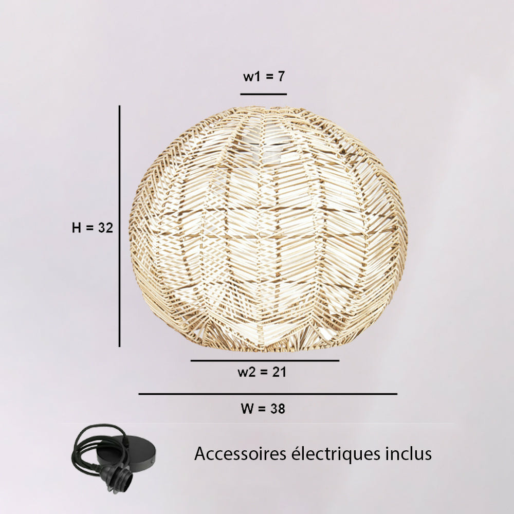 Abat-jour pour suspension - mia - rotin - naturel - cezare - ø38cm