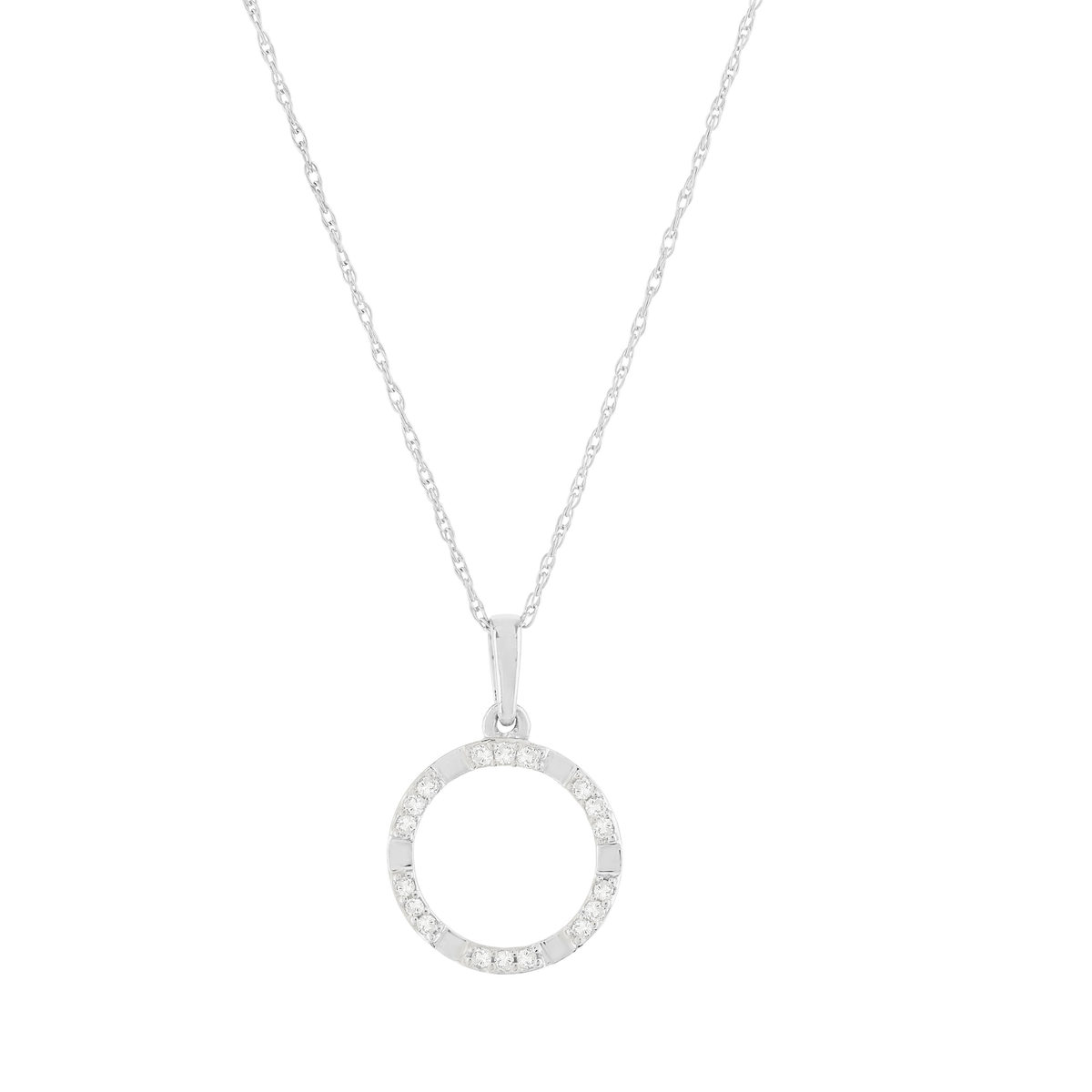 Collier or 375 blanc diamants