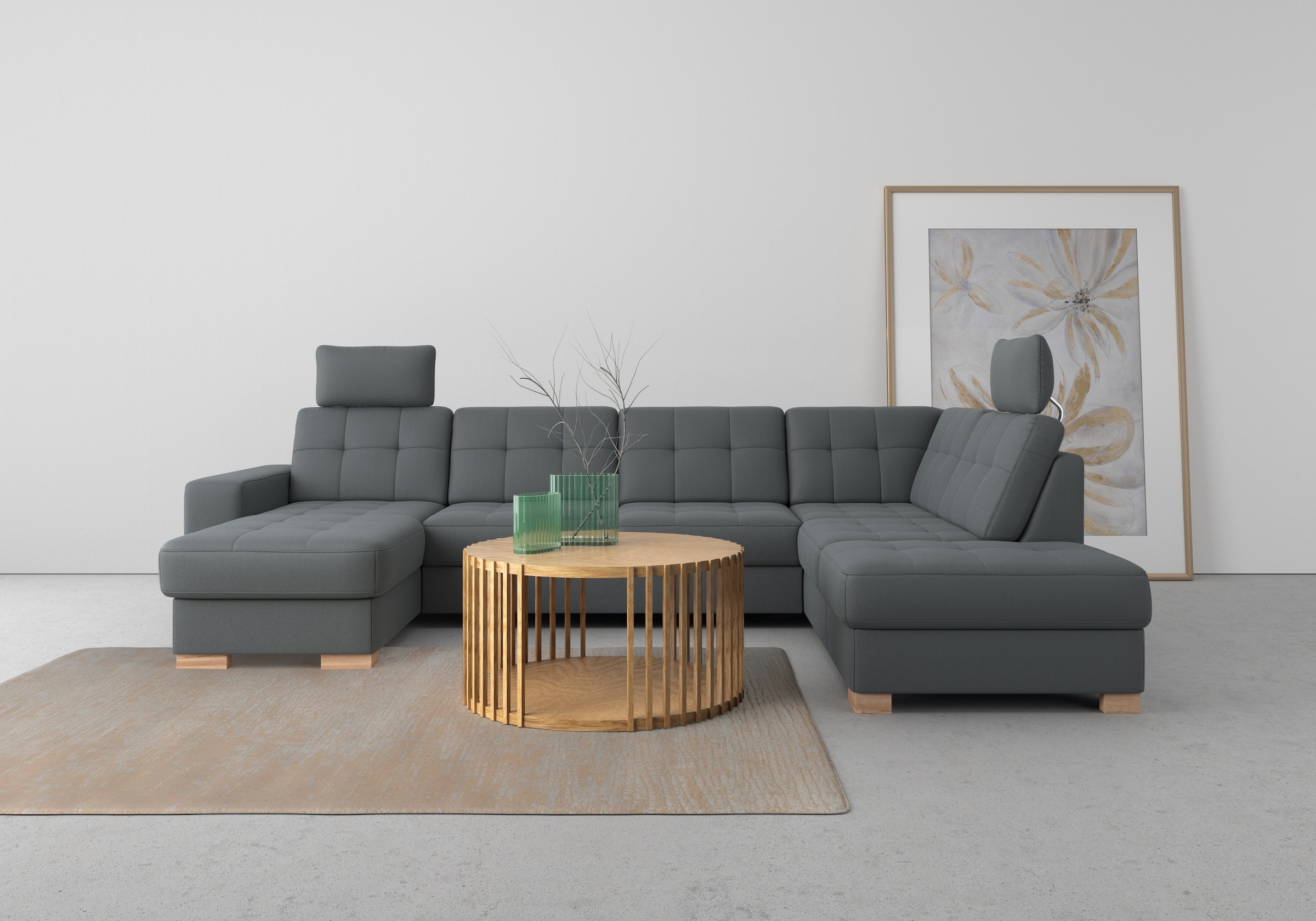 sit&more Wohnlandschaft »Quincy U-Form« wahlweise mit Bettfunktion und Bettkasten