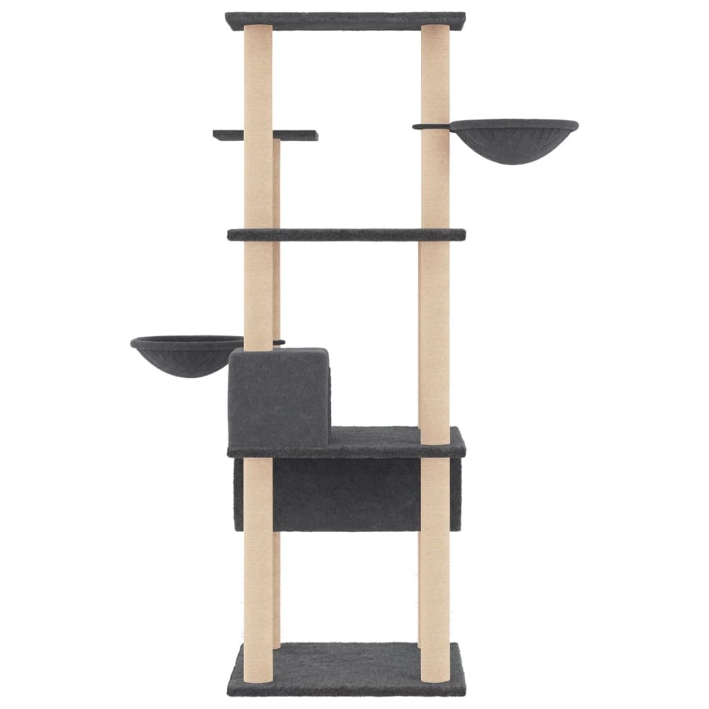 Arbre à chat avec griffoirs en sisal gris foncé 141 cm