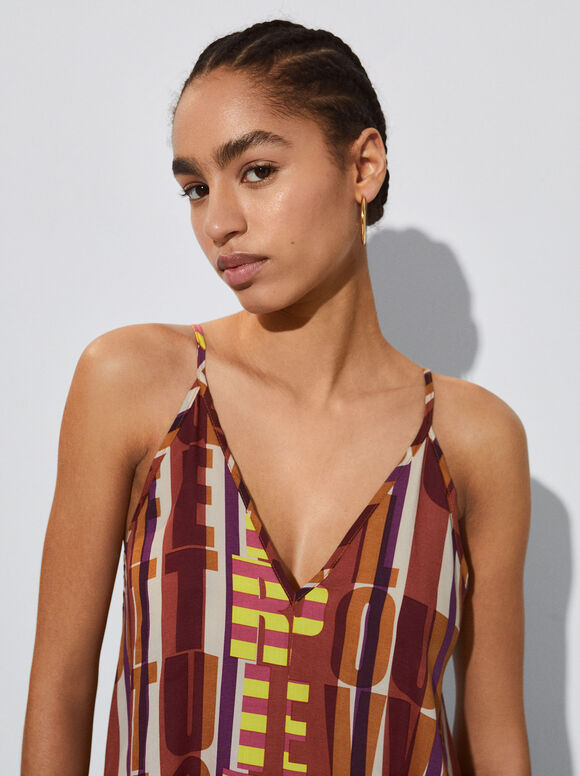 Vestido longo estampado - Multicolorido
