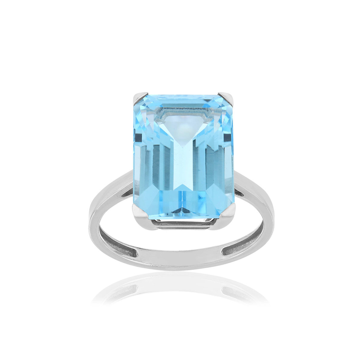 Bague or blanc 750, 1 Topaze bleue de 10,50 carats.