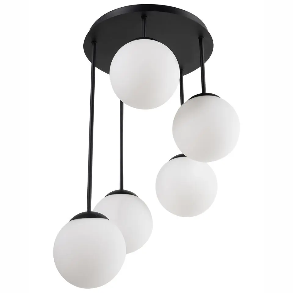 RIANA - Plafondlamp 5 lichten - Zwart - IJzer