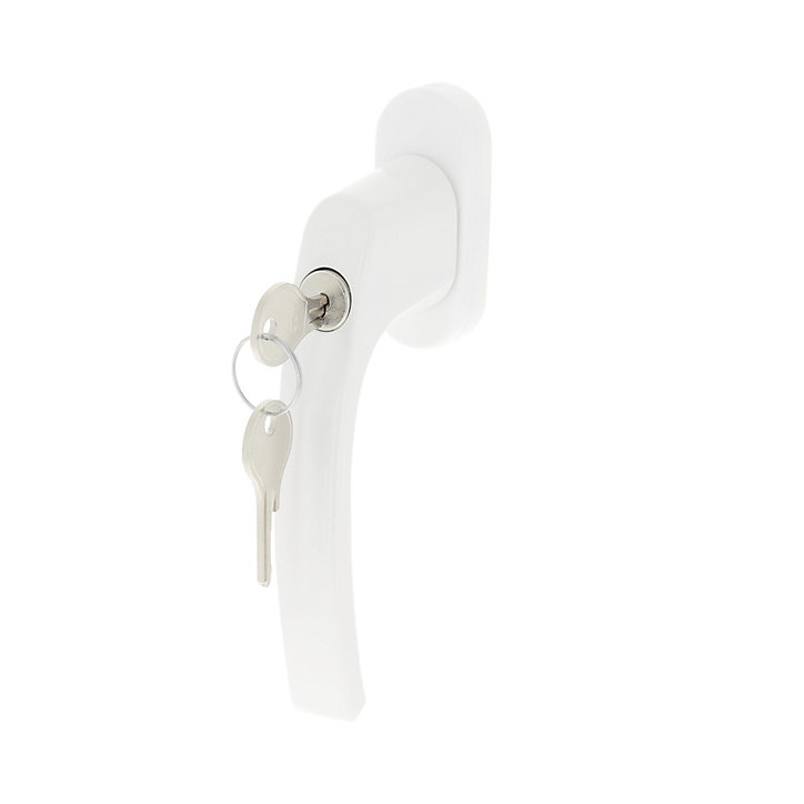 Poignée de fenêtre avec clé Minia PVC blanc l.2,9 x H.15,4 x P.6 cm