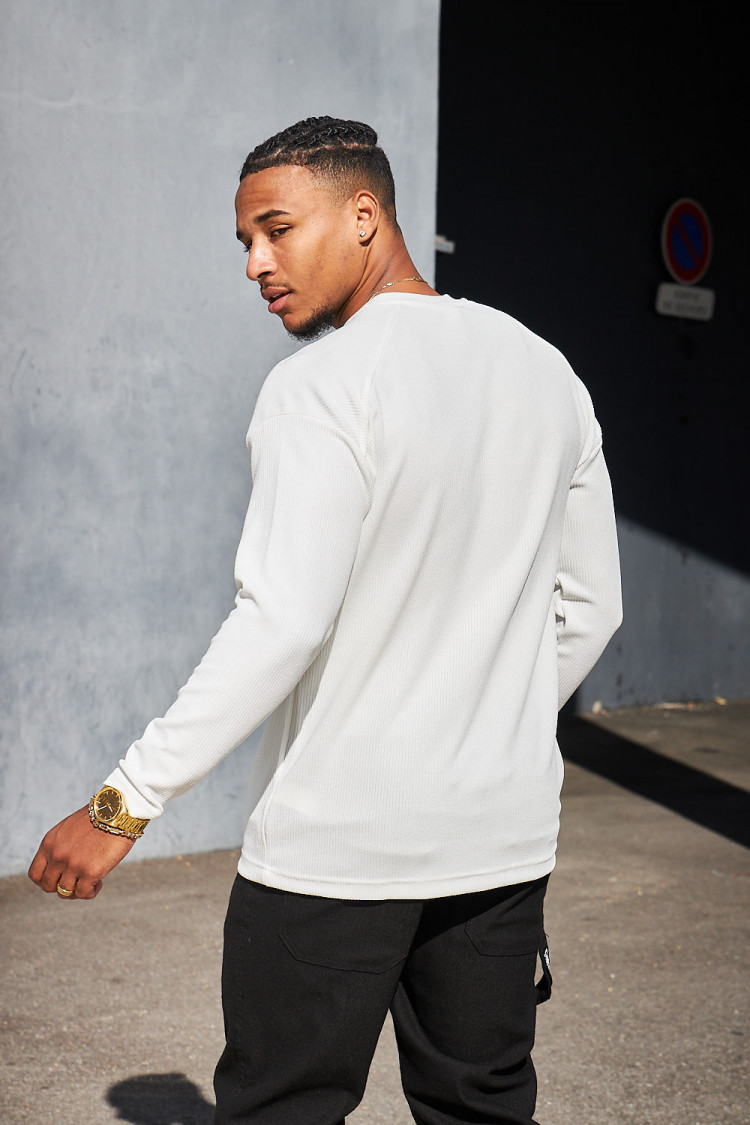 Pull blanc à col rond