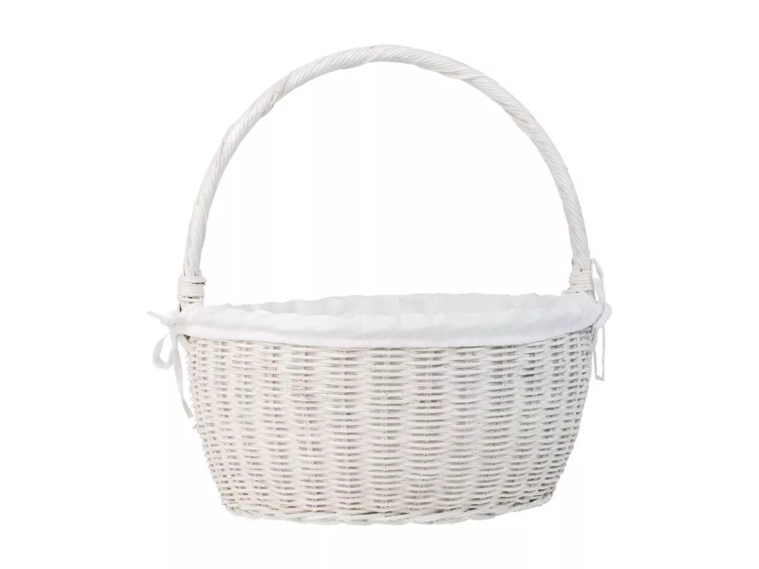 Panier rond en osier avec doublure blanche 34x34x16-37h