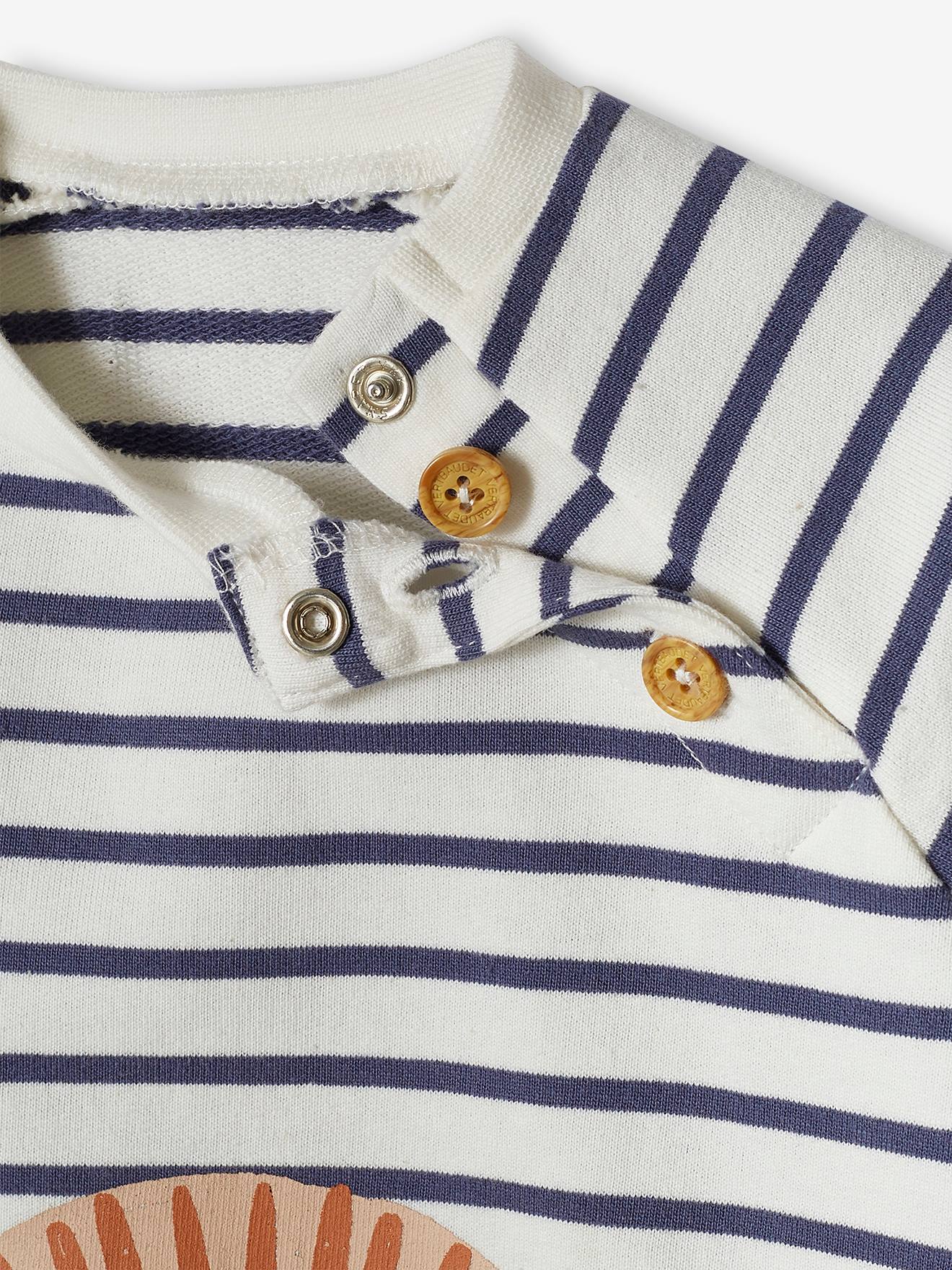 Blusa de moletom listrada para bebê, listras azuis