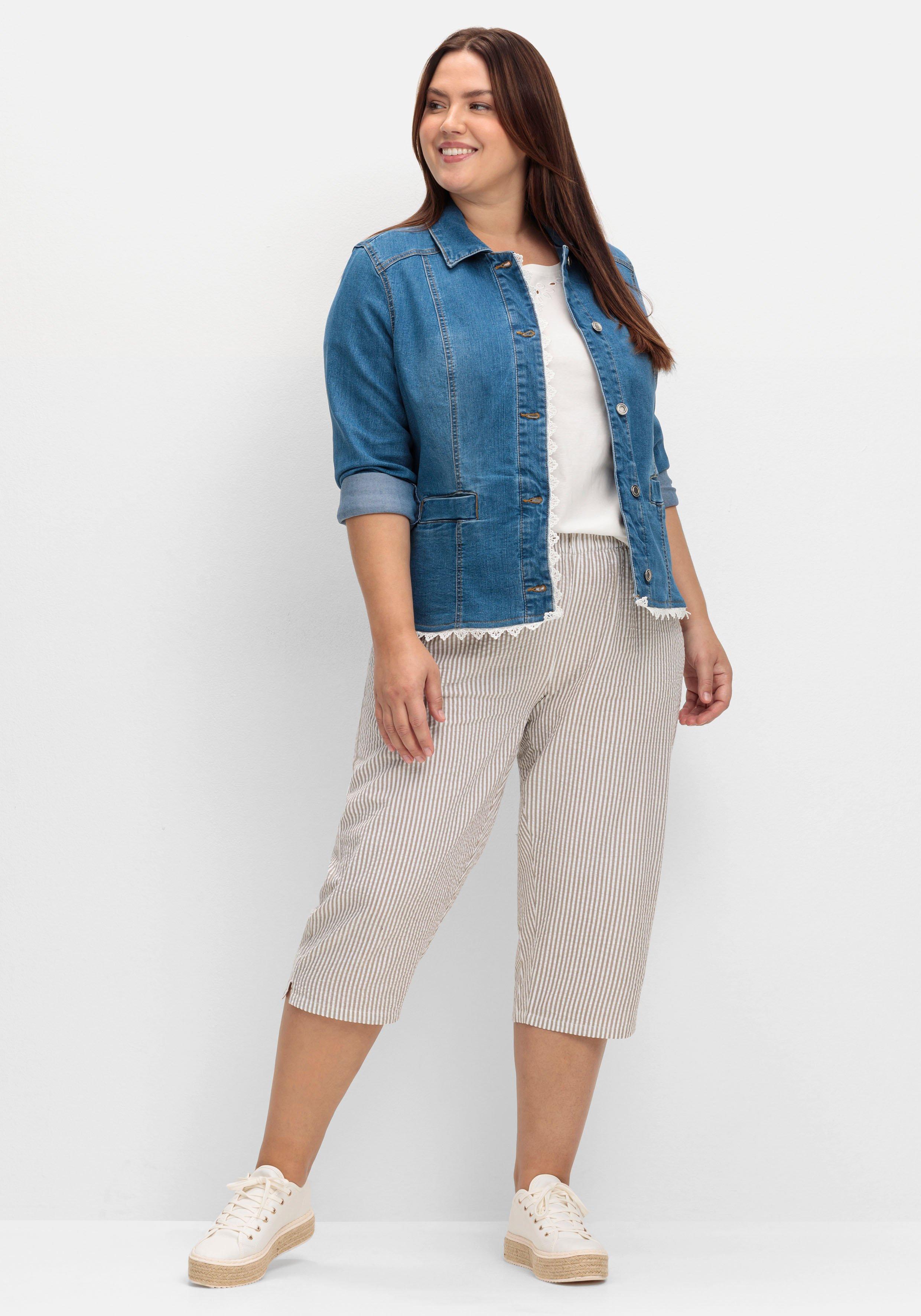 Jeansblazer mit Spitzenborte