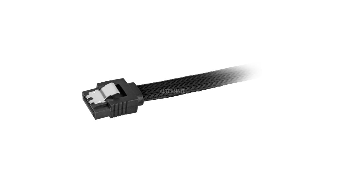 SharkoonSata III 90° sleeve kabel  (Zwart, 0,3 meter)