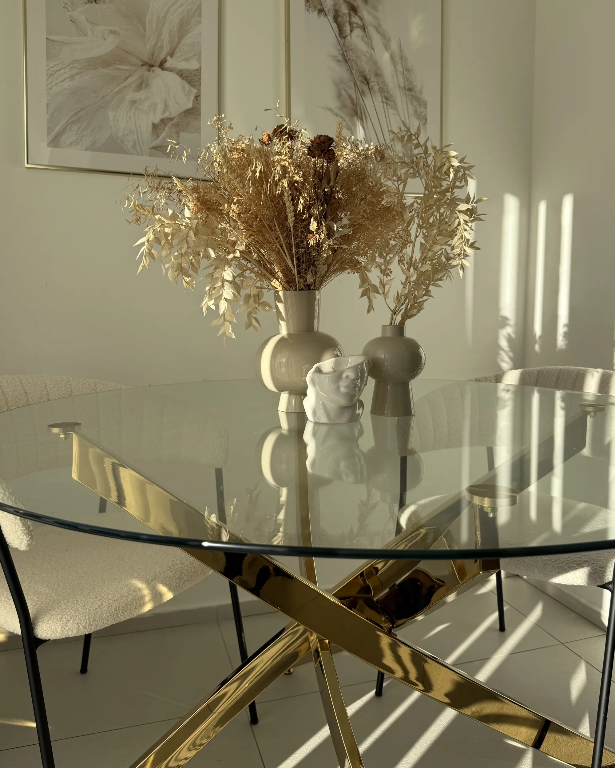 Eettafel MARAMO Goud 120 cm Veiligheidsglas 120 cm