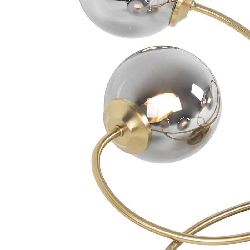 Moderne plafondlamp goud 6-lichts met smoke glas - Athens