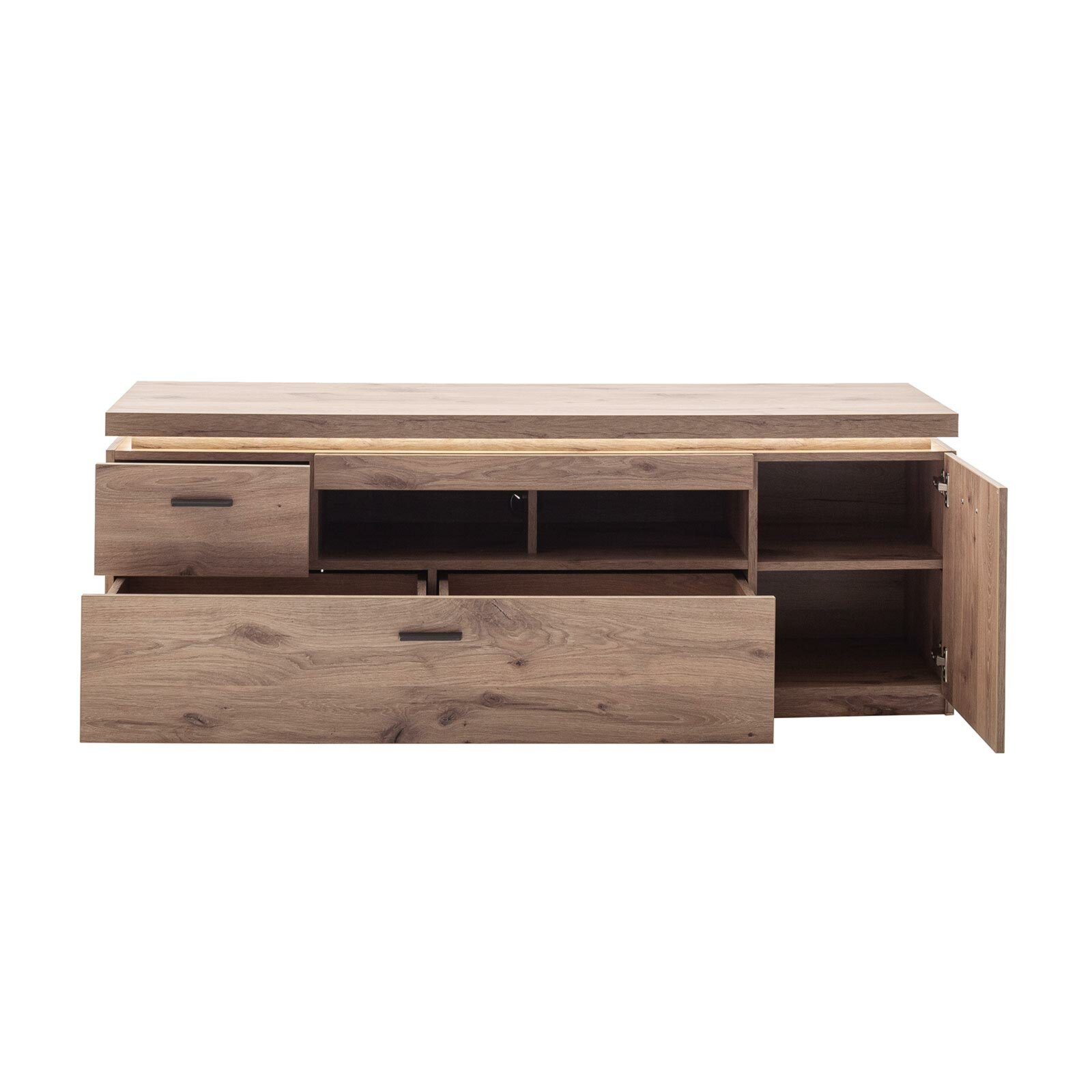 4-teiliges Wohnwand-Set - Viking Oak - mit LED-Beleuchtung