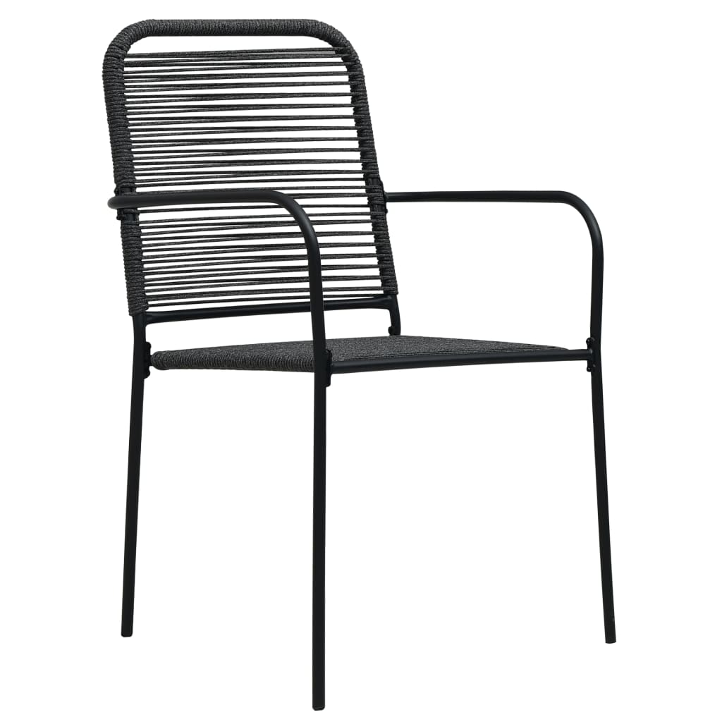 Mobilier à dîner d'extérieur 5 pièces corde en coton et acier noir