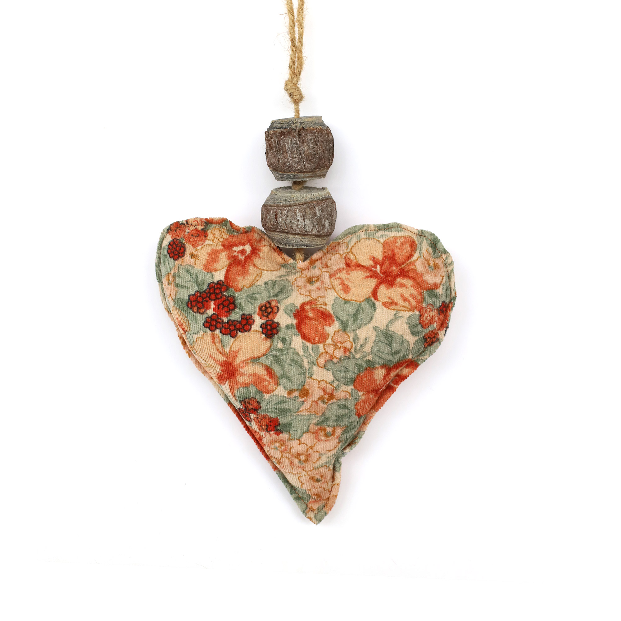 Textil-Anhänger 'Blumen-Herz', orange, Ø 20 cm, L 7 cm von fischer's lagerhaus