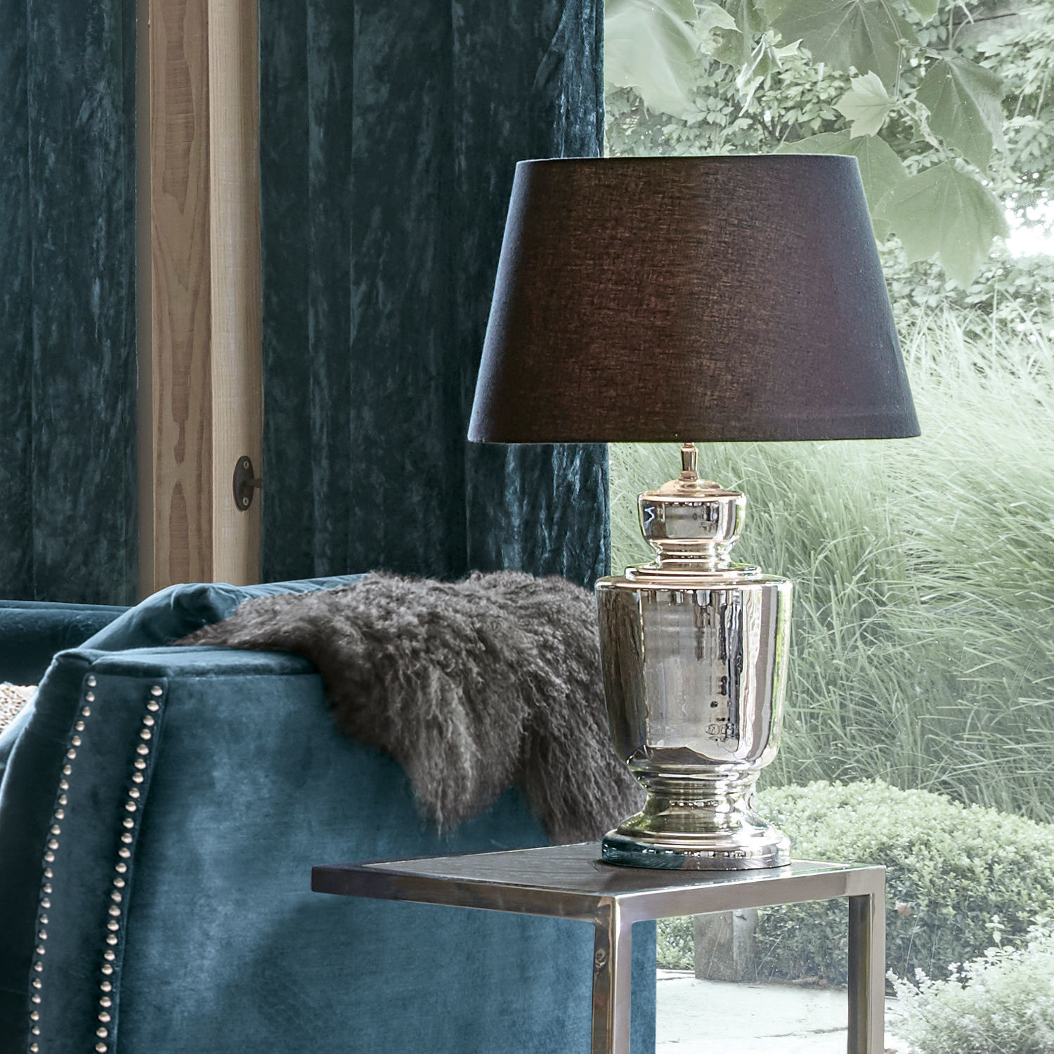 Tischlampe Taos schwarz/silber