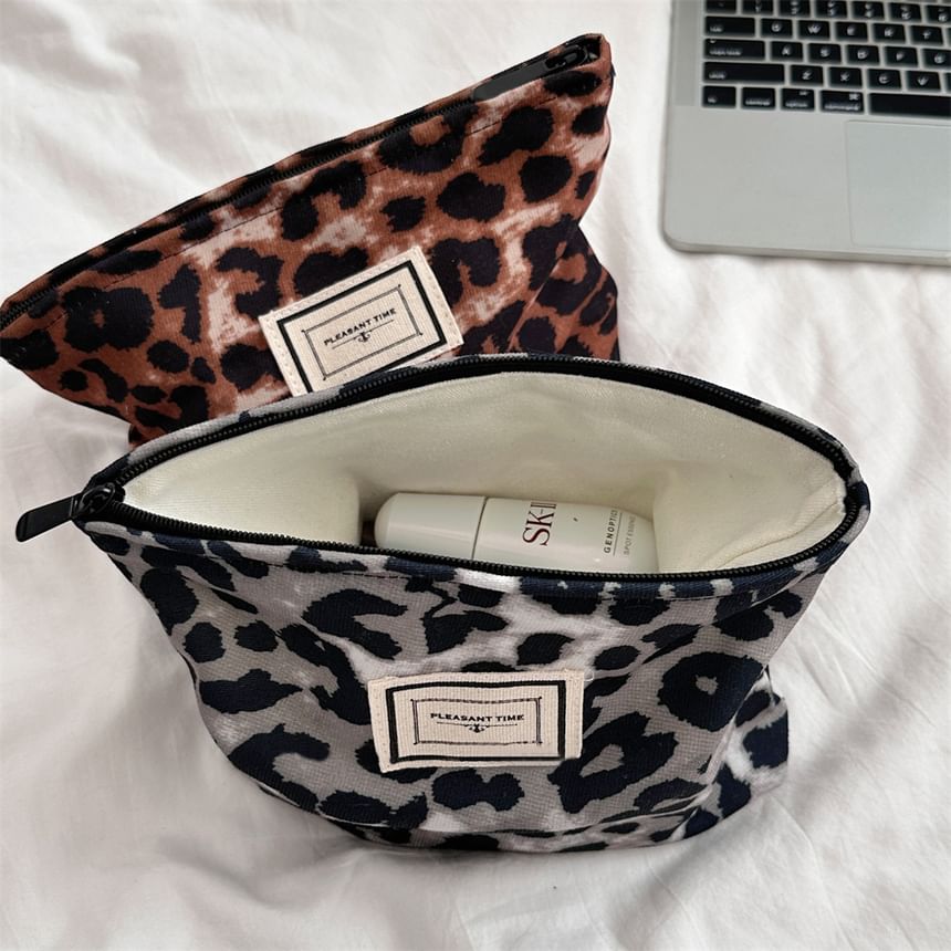 Bitabis - Letterapplicatie Luipaardprint Make-uptas / Etui