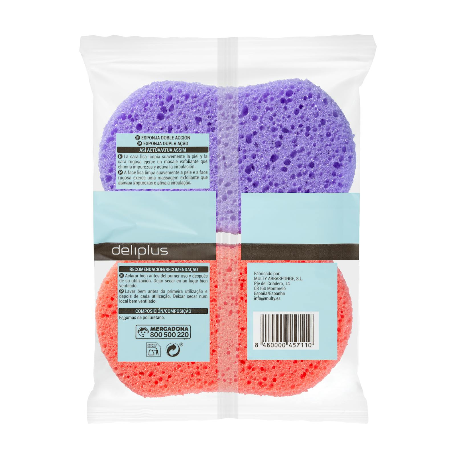 Éponge de bain double action à massage doux Deliplus