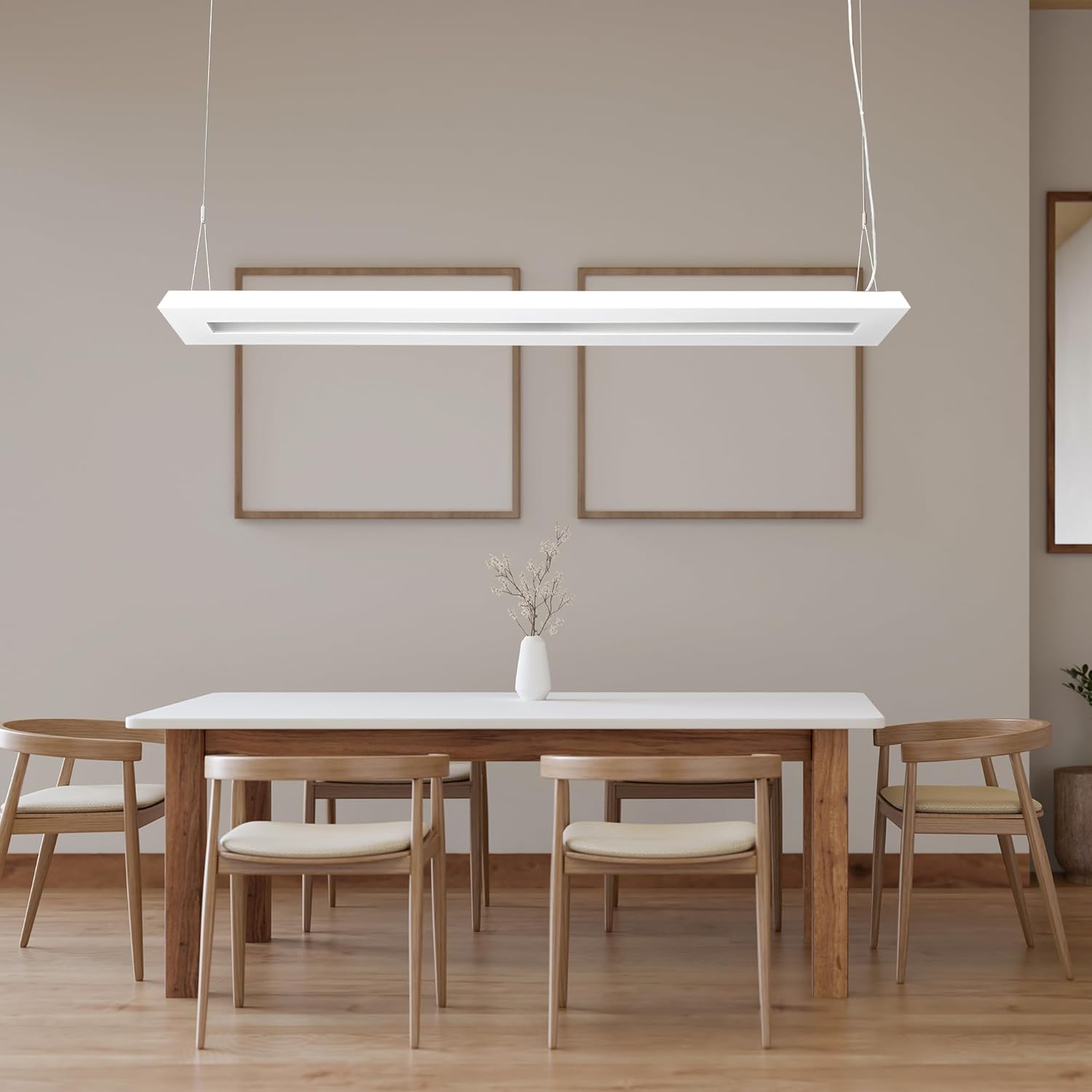 LED Pendelleuchte 64 Watt COB 4000K 6000lm 160cm Mikroprismatische Abdeckung direkter/indirekter Lichtanteil Büroleuchte Arbeitsplatzleuchte Schreibtischleuchte Hängeleuchte Designleuchte