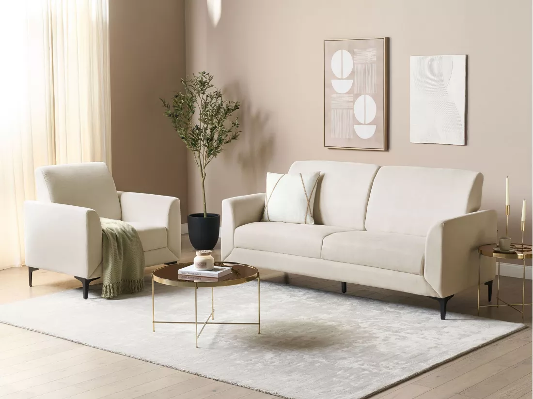 Canapé 3 places en tissu beige FENES
