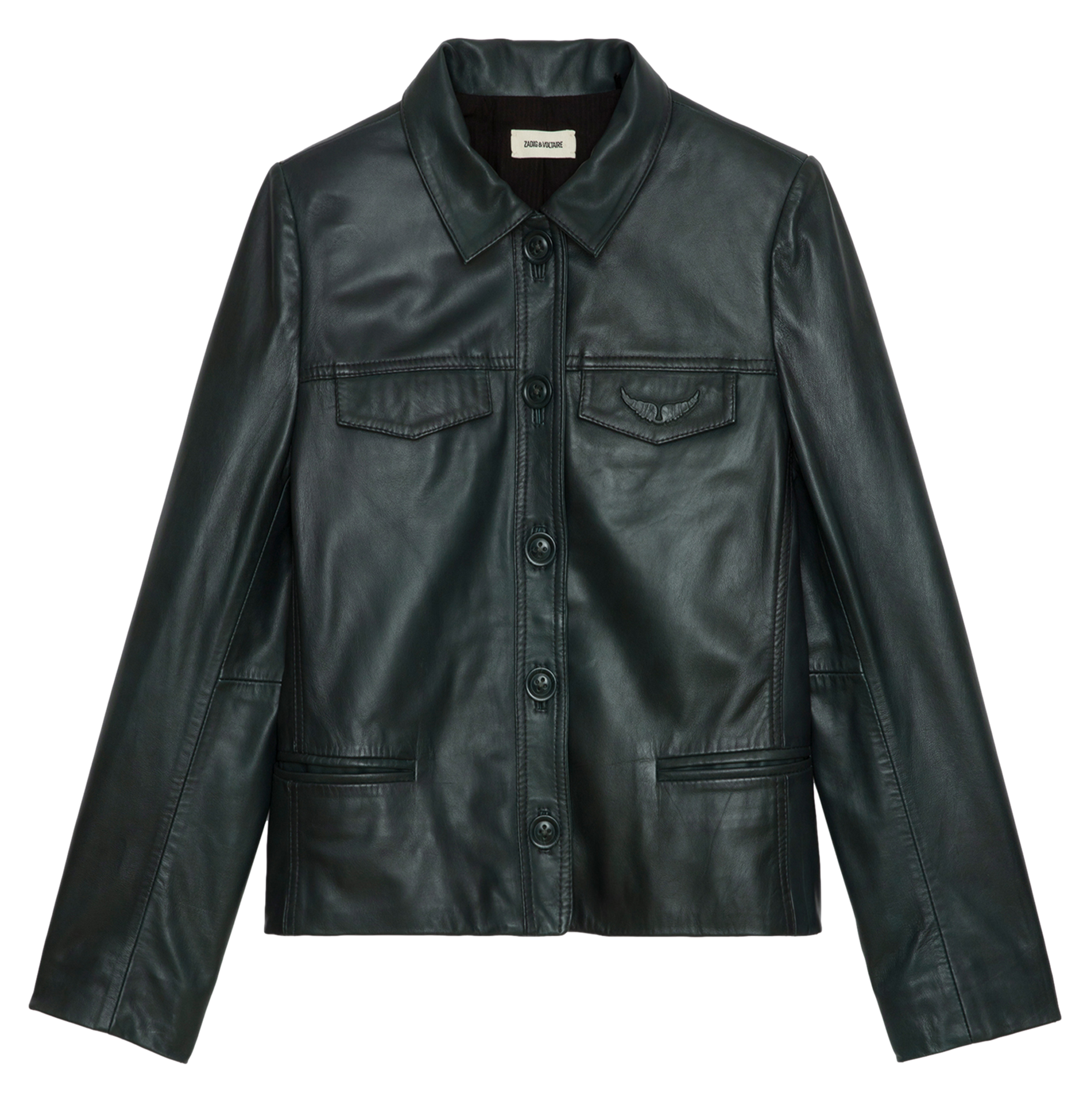 LIAM - Blouson droit en cuir| Vert