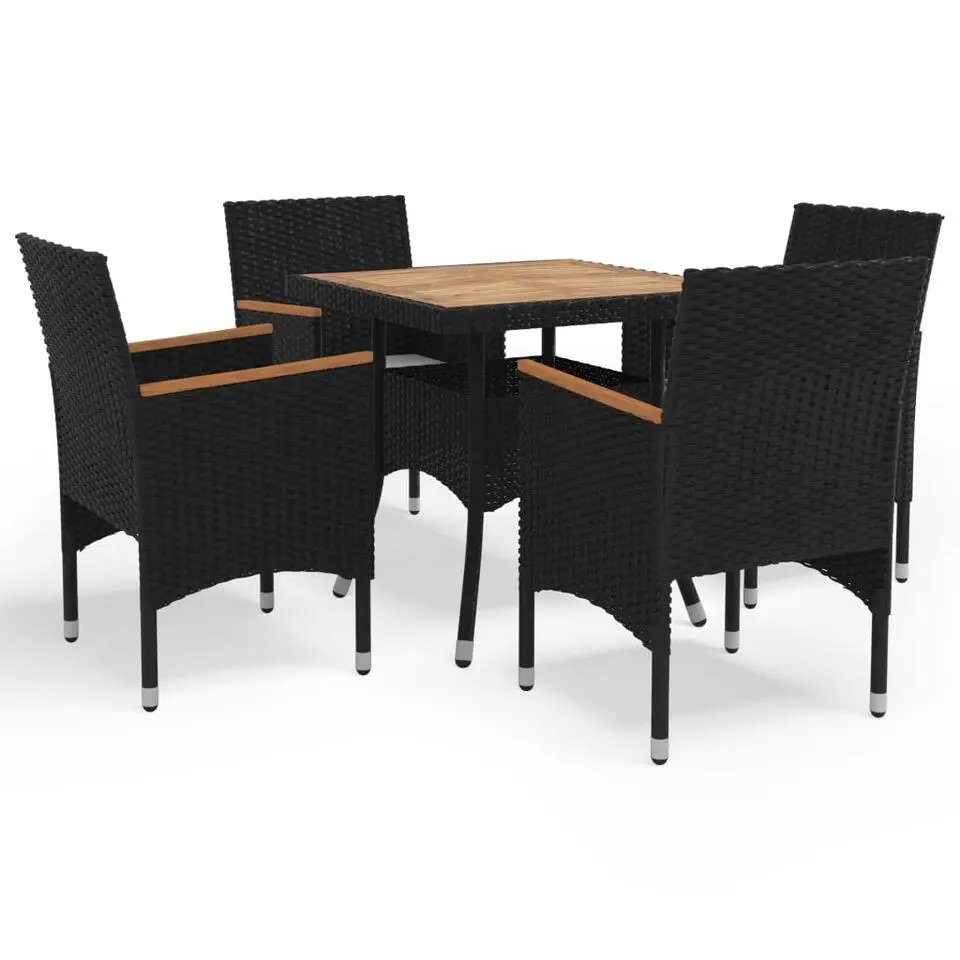 vidaXL - Tuinset - Zwart - Poly rattan