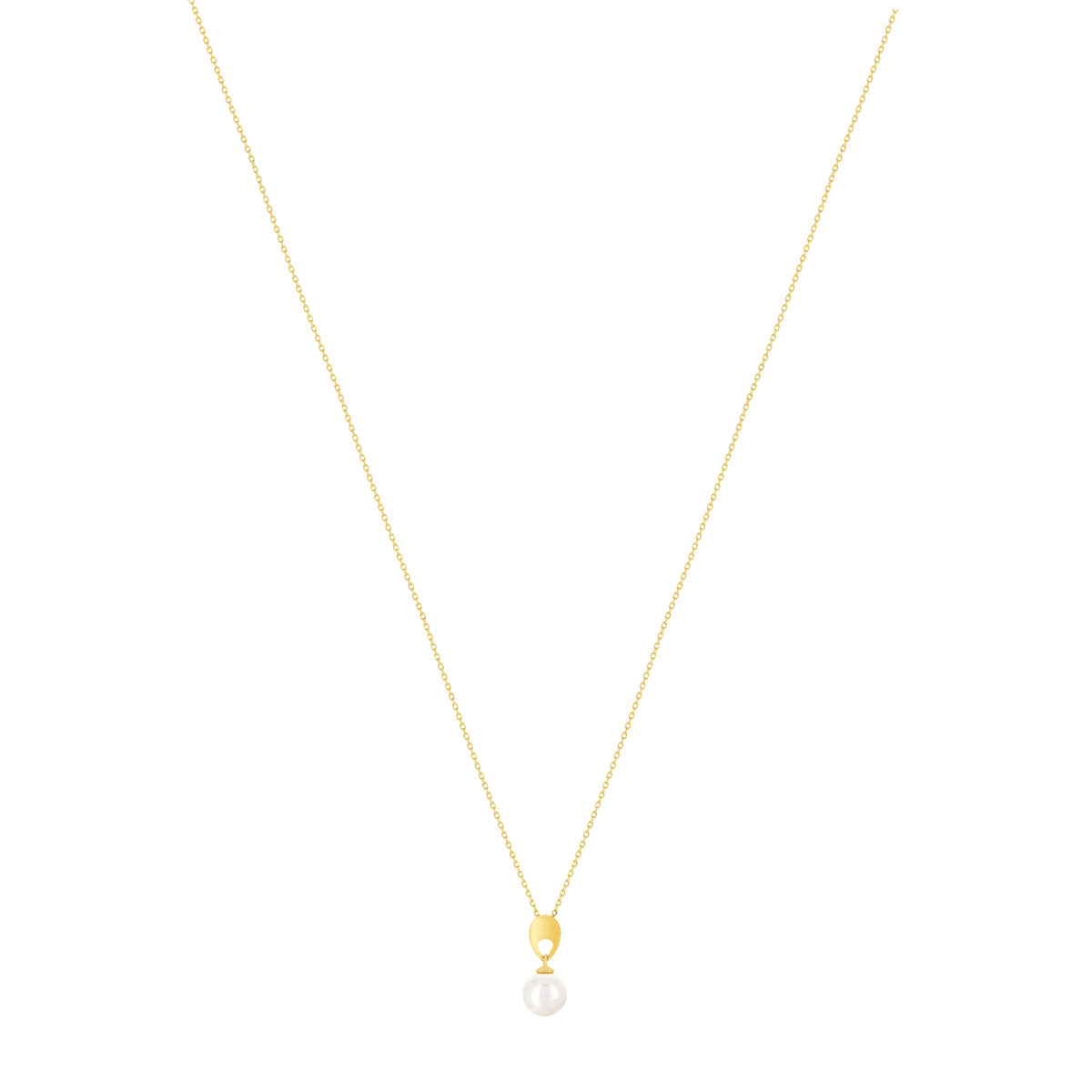 Collier or jaune 375, perle de culture de Chine. Longueur 45 cm.