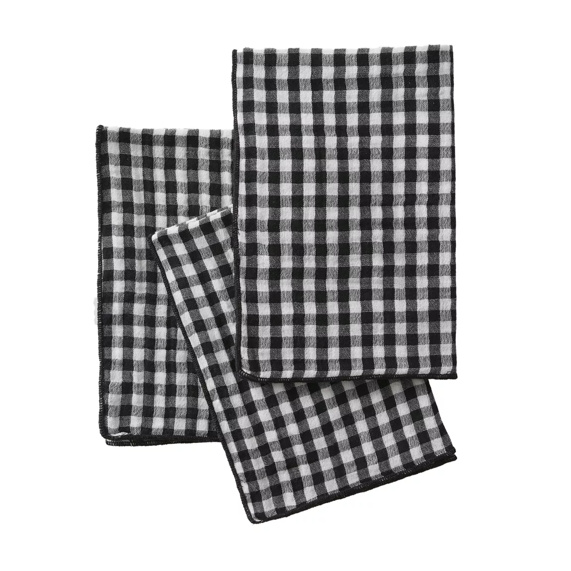 Lot de 3 serviettes gaze de coton (40 x 40 cm) Vickie Noire