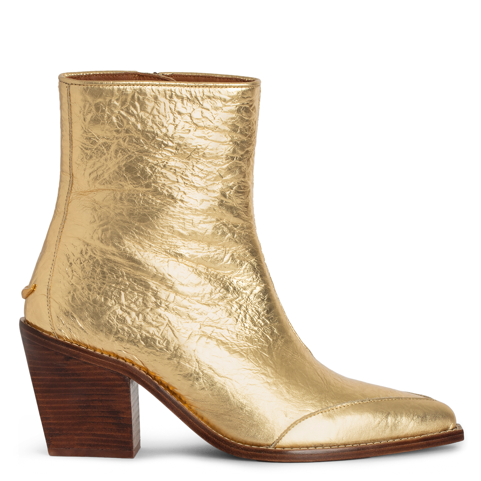 CARA - Bottines en cuir métallisé | Jaune