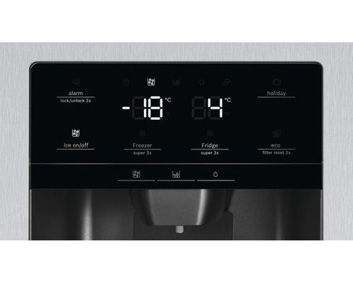 Bosch KAG93AIEP side-by-side koelkast, afmetingen (B x H x D): 90,8 x 178,7 x 70,7 cm, koelgedeelte: 369 l, vriesgedeelte: 191 l