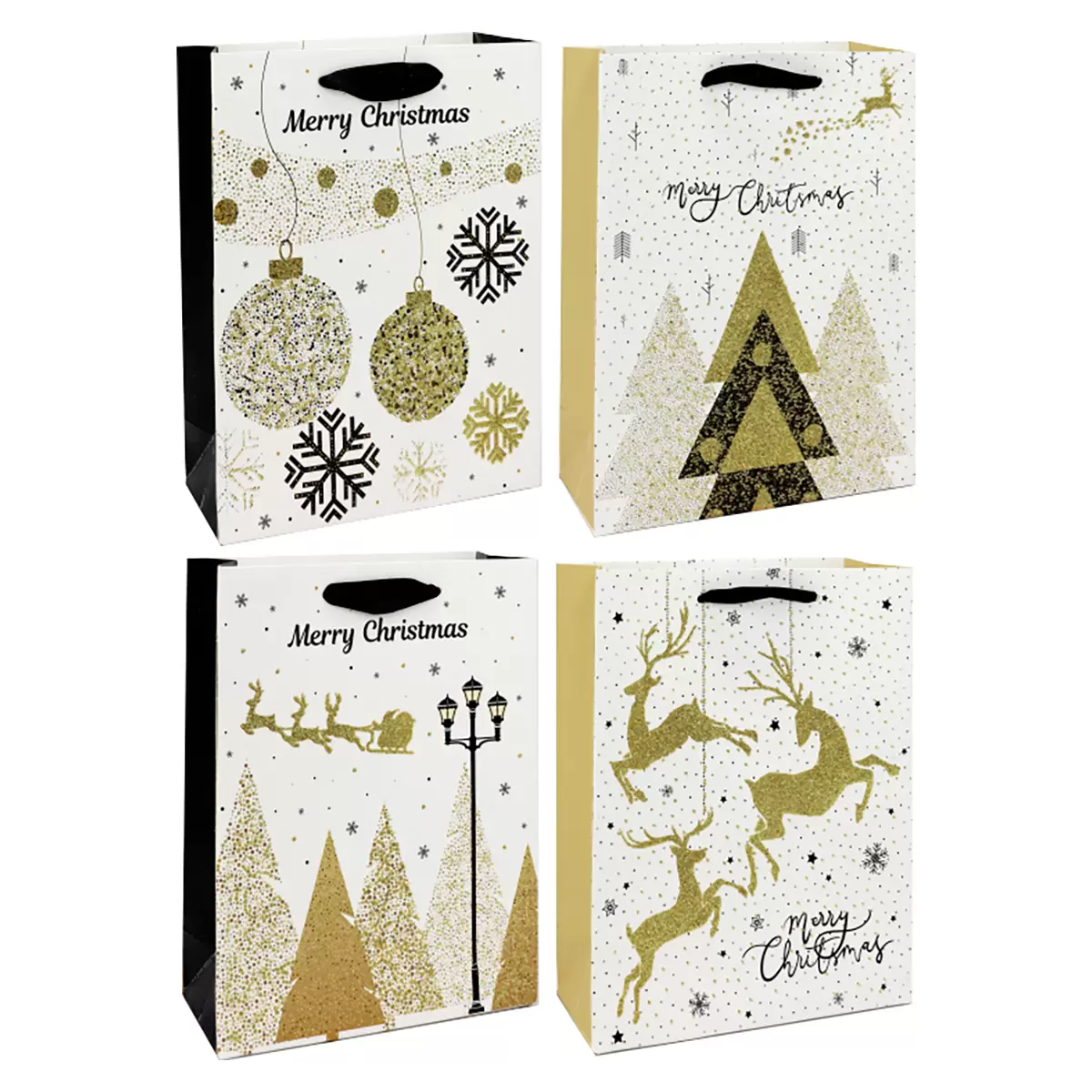 Geschenktüte X-Large Golden Christmas gold,schwarz,weiss