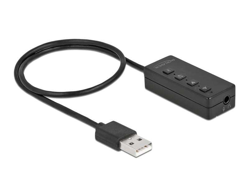 Delock Headset und Mikrofon Adapter USB 2.0 Delock USB Headset und Mikrofon Adapter mit 2 x 3.5 mm Klinkenbuchse für Windows und Mac OS