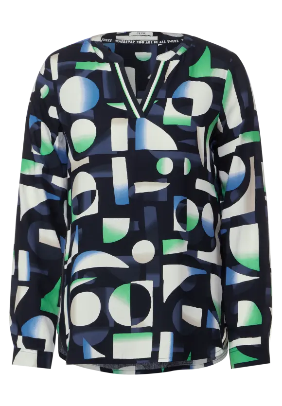 Print Viskosebluse - universal blue