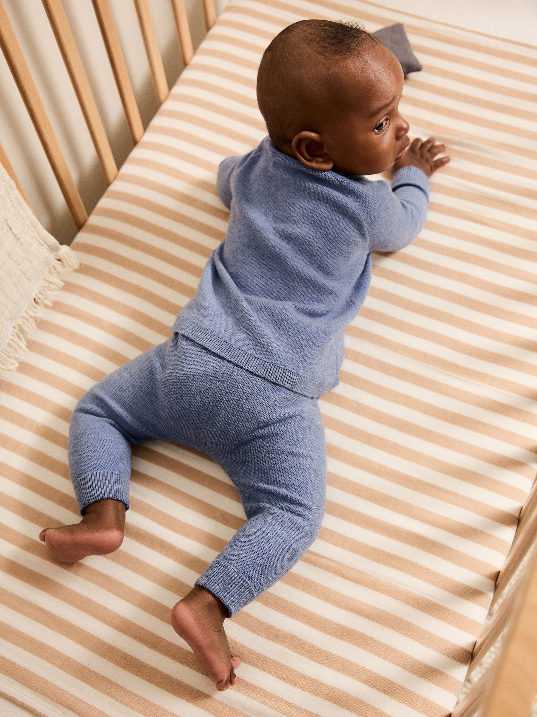 Blauw - Babyset met gebreide trui en legging (0mnd-2jr)